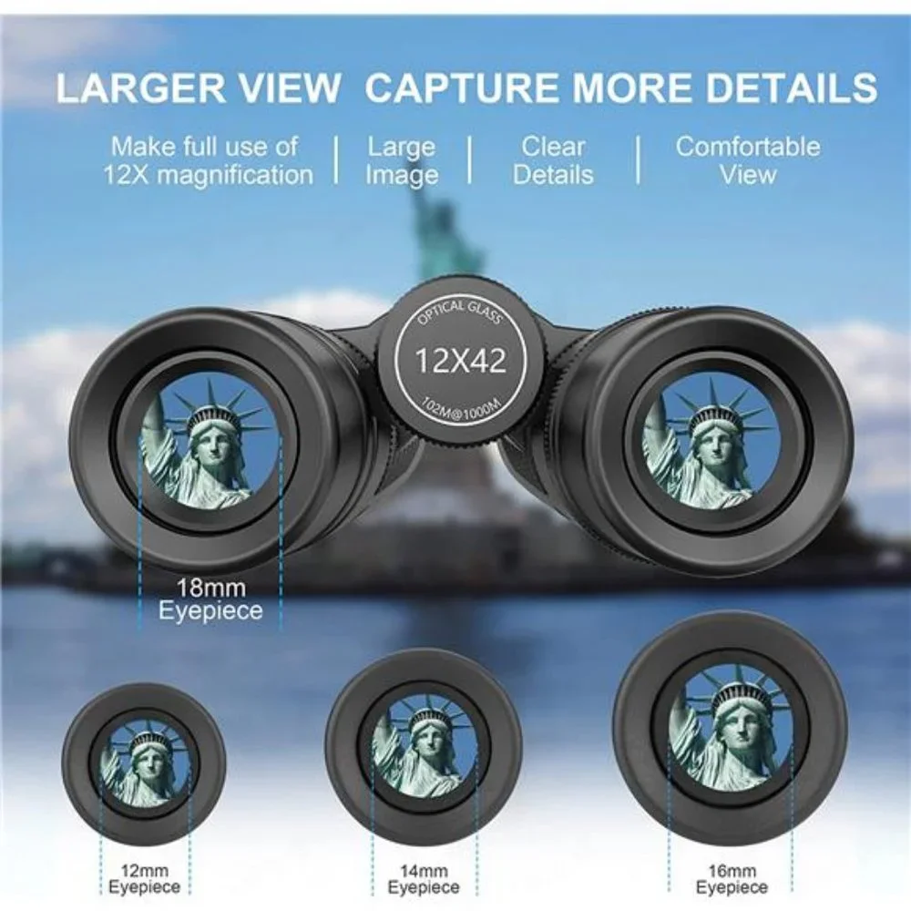 12x42 HD Binoculars with Universal Phone Adapter - Waterproof Binocular